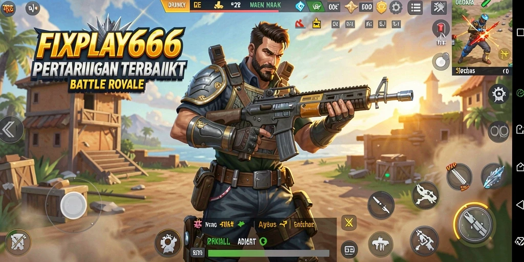 Screenshot gameplay FIXPLAY666 menampilkan aksi Battle Royale yang seru.