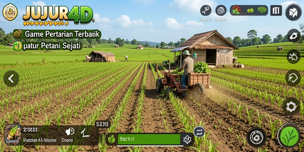 Gameplay JUJUR4D menunjukkan aktivitas pertanian yang seru dan menarik.