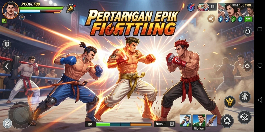 Tampilan gameplay <strong>PROBET88</strong> yang mendebarkan dalam pertarungan seru.
